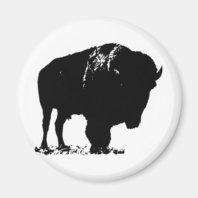 Black & White Pop Bison Buffalo Magnet (Vorne)