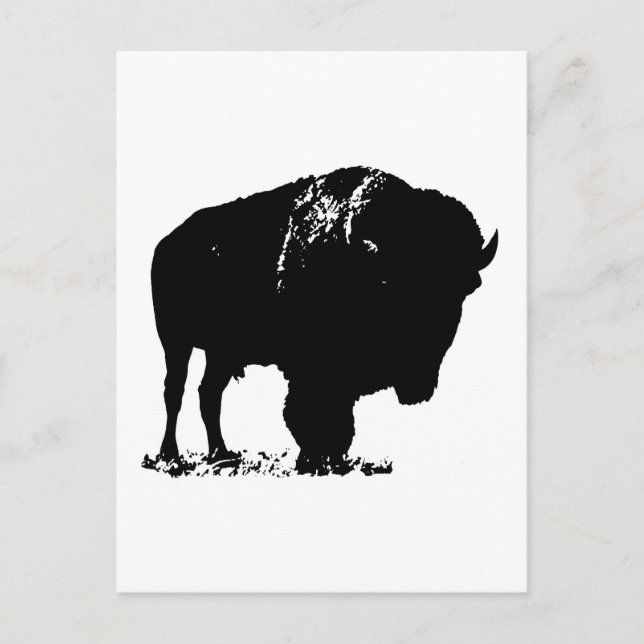 Black & White Pop Bison Buffalo Postkarte (Vorderseite)