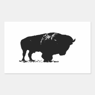 Black & White Pop Bison Buffalo Rechteckiger Aufkleber