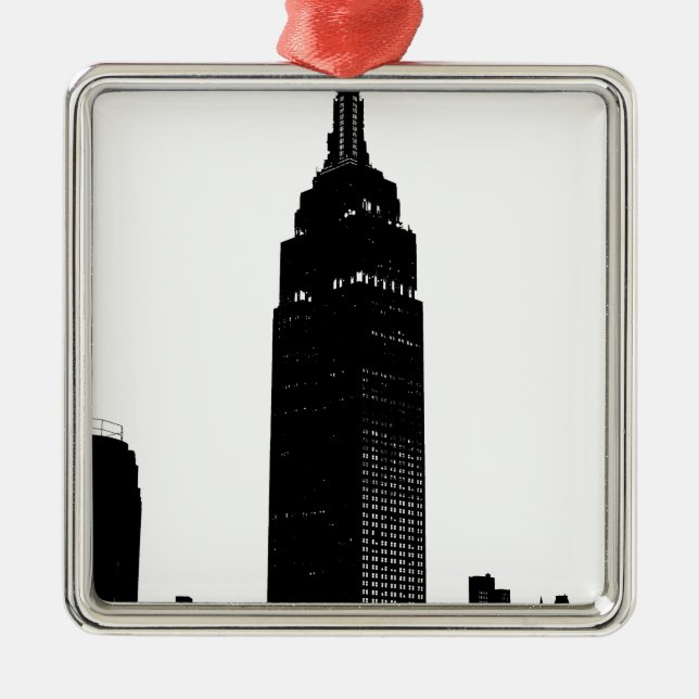 Black & White Pop New York Ornament Aus Metall (Vorne)