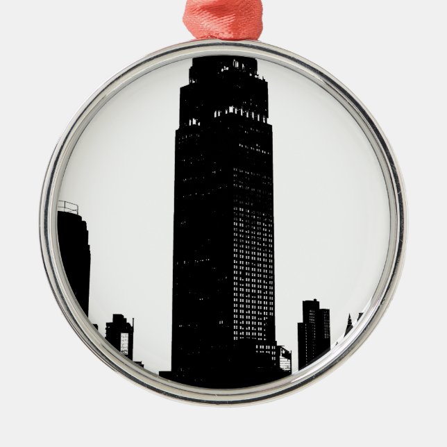 Black & White Pop New York Ornament Aus Metall (Vorne)