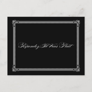 Black & White Poster Style Wedding RSVP Postcard Einladungspostkarte