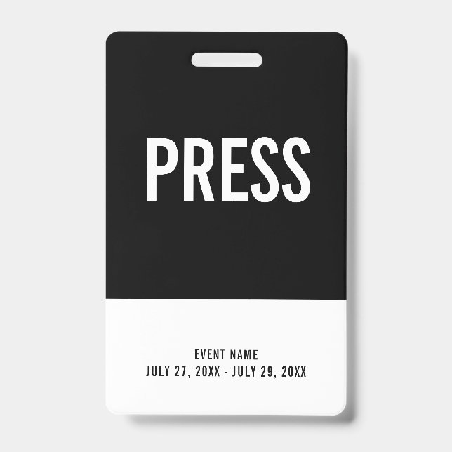 Black & White Press All Access Pass Event ID Ausweis (Vorderseite)