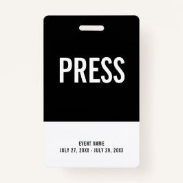 Black & White Press All Access Pass Event ID Ausweis