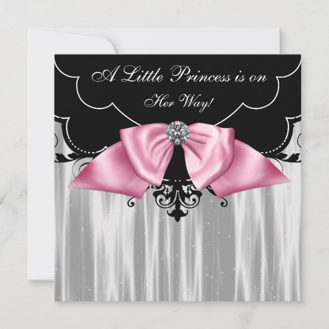 Black White Princess Baby Shower Invitations (Devant)