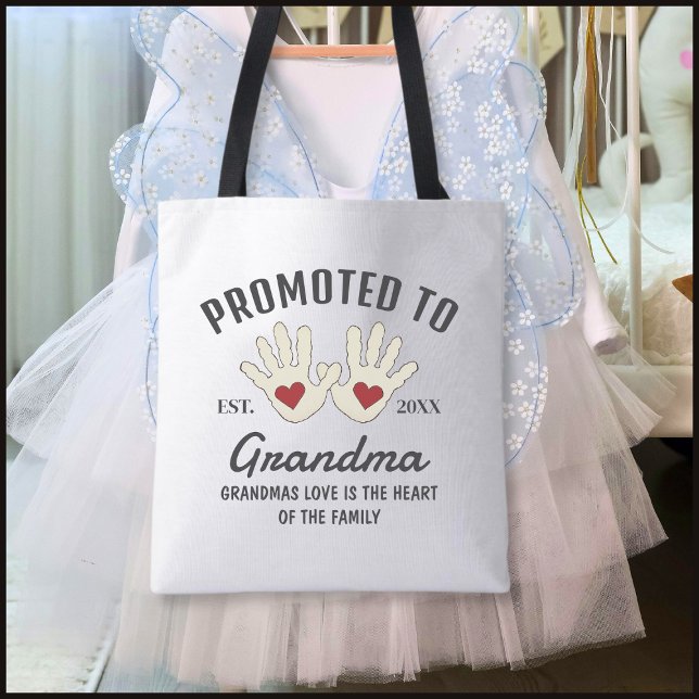 Black & White Promoted To Grandma Baby Handprints Tasche (Von Creator hochgeladen)