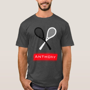 Black & White Rackets Tennis Vater Personalisiert T-Shirt