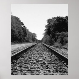 Black & White Railroad Tracks 16x20 Poster Print