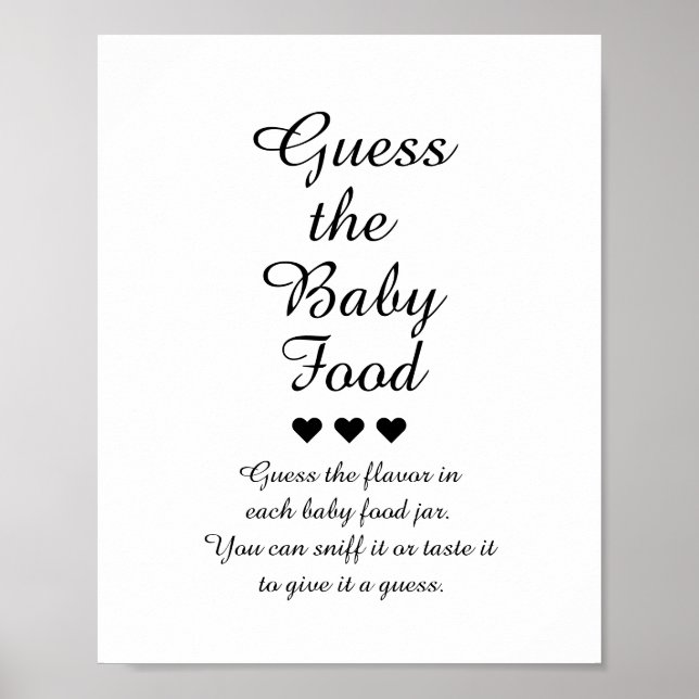 Black & White raten das Baby Food Game Poster (Vorne)