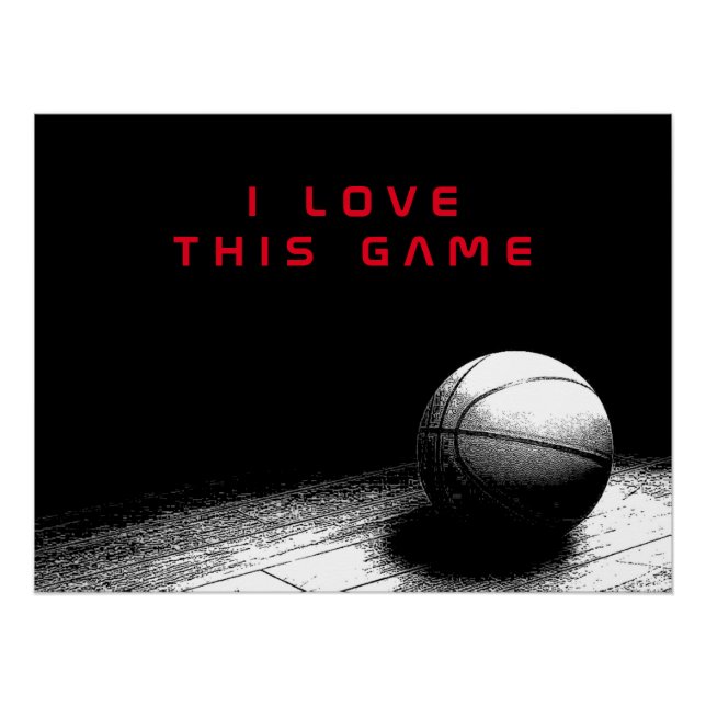 Black & White Red Love Basketball Poster parfait (Devant)