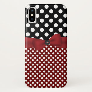 Black, White & Red Polka Dot iPhone X Fall Case-Mate iPhone Hülle