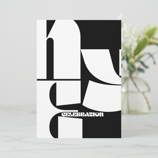 Black & White Retro Invitation de la fête du Nouve (Debout devant)