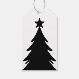 Black & White Reversable Doodle Christmas Tree Geschenkanhänger