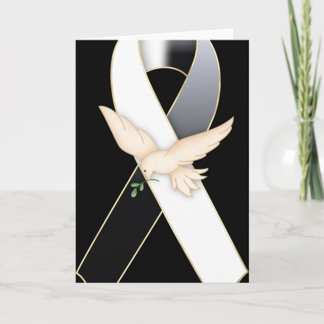Black & White Ribbon w. Taubheitskarte Karte (Vorderseite)