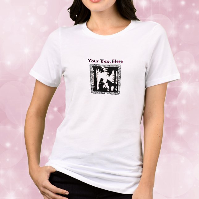 Black White Riding Hood Woods Wolf Fancy Frame Tri-Blend Shirt (Little red riding hood in woods wolf on black and white fairy tale image in fancy frame on tee shirt)