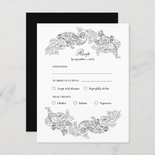 Black & White Rococo Meal Choice RSVP Card