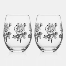 Black & white rose weinglas ohne stiel