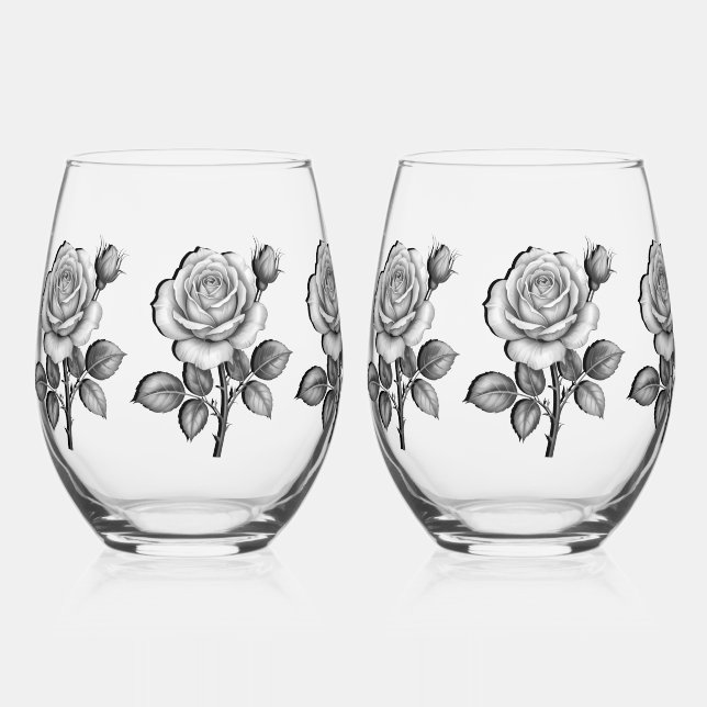 Black & white rose weinglas ohne stiel (Vorderseite)