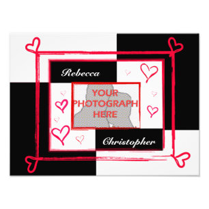 Black white rouge moderne amour cadre photo