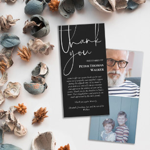 Black White Script & 2 Photos Funeral Merci