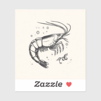 Black & White Shrimp Flash Tattoo Art  Aufkleber