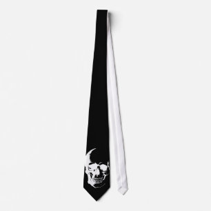Black & White Skull Neck Tys Krawatte