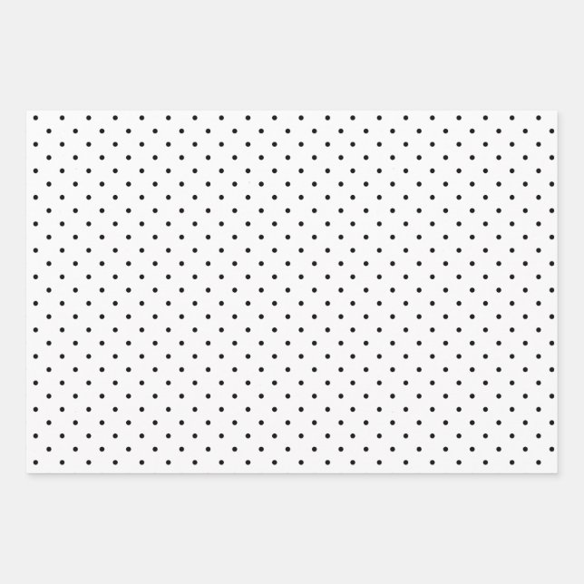 Black & White Small Polka Dot Party oder Weihnacht Geschenkpapier Set (Vorderseite)