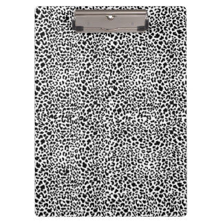 Black & white snow leopard print klemmbrett