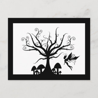 Black & White Spooky Fairy Postcard Postkarte