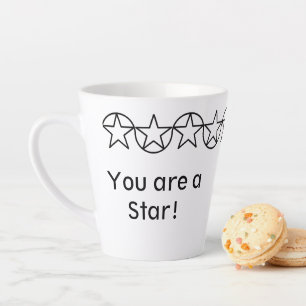 Black & White Star moderne Latte Mug personnalisé
