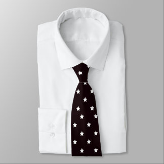 Black White Star Print Mens Cravate
