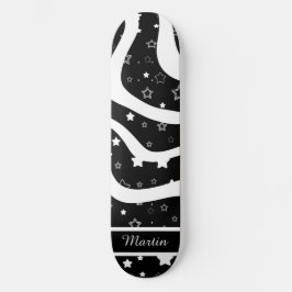 Black &white stars on lines custom name skateboard