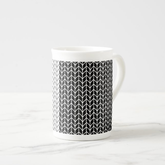 BLACK & WHITE STRICK Knochen China Tasse (Vorderseite Rechts)