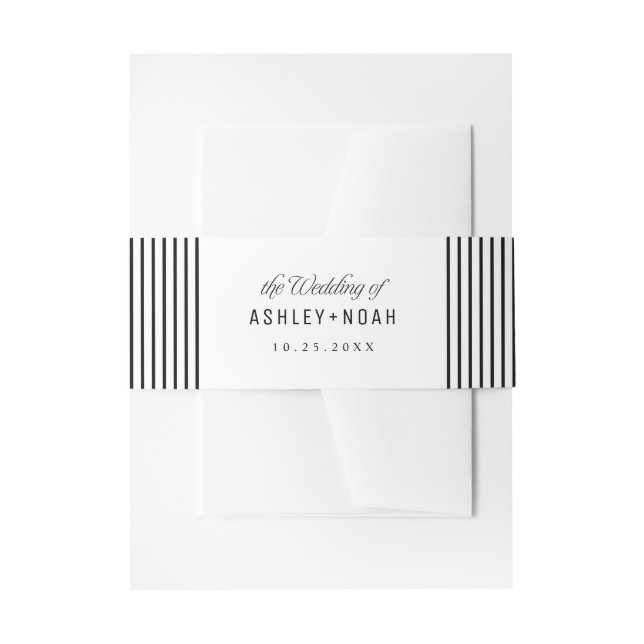 Black & White Striped Elegance Classy Wedding Einladungsbanderole (Vorderseite Beispiel)