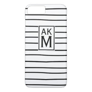 Black & White Stripes Monogram iPhone 7 Plus Fall iPhone 8 Plus/7 Plus Hülle