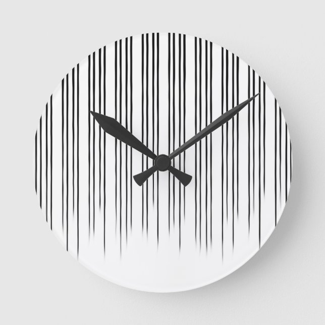 Black/White Stylish Stripe Pattern Runde Wanduhr (Vorderseite)