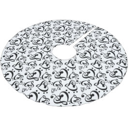 Black White Treble Bass Clef Herzensmusik Weihnach Polyester Weihnachtsbaumdecke
