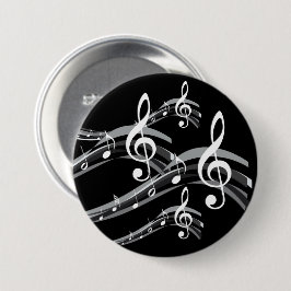 Black & White Treble Schlüssel Button