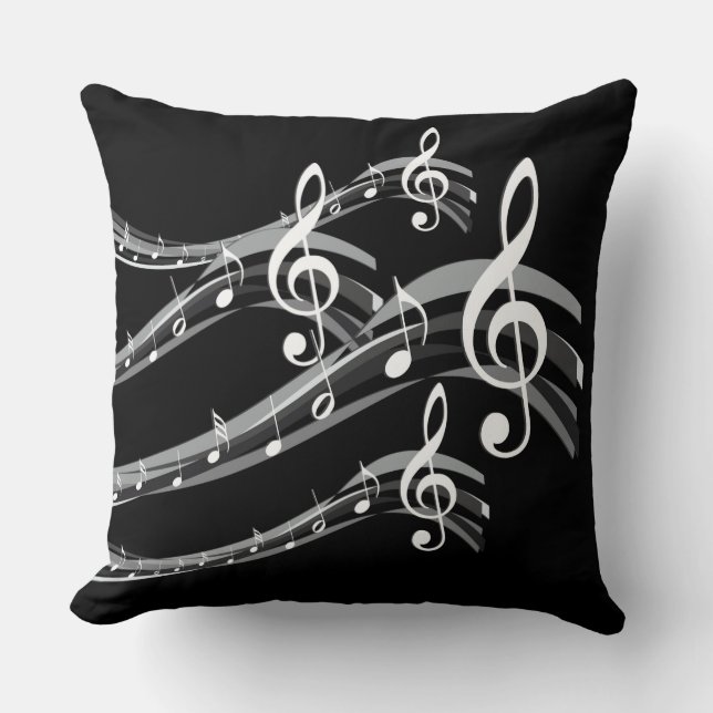 Black & White Treble Schlüssel Kissen (Vorderseite)