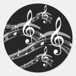 Black & White Treble Schlüssel Runder Aufkleber