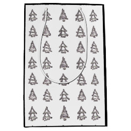 Black & White Tree Geschenktasche (schwarze Seiten Mittlere Geschenktüte