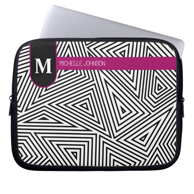 Black White Triangle Pattern Laptop Case (Vorderseite)
