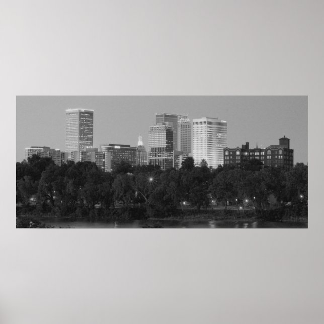 Black & White Tulsa Skyline Poster (Vorne)
