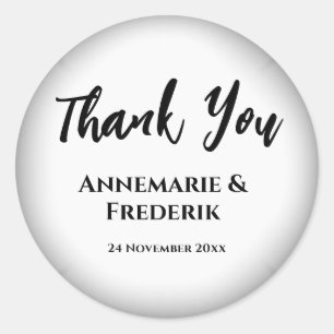 Black & White Vielen Dank für Ihr Hochzeitszeichen Runder Aufkleber