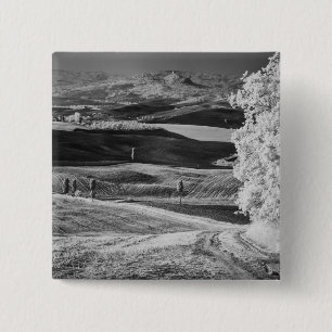 Black & White view of winding road Button