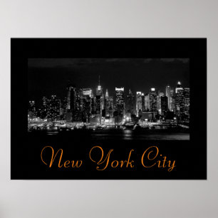 Black White Vintage New York City Script Poster