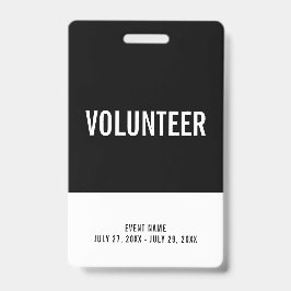 Black & White Volunteer All Access Pass Event ID Ausweis