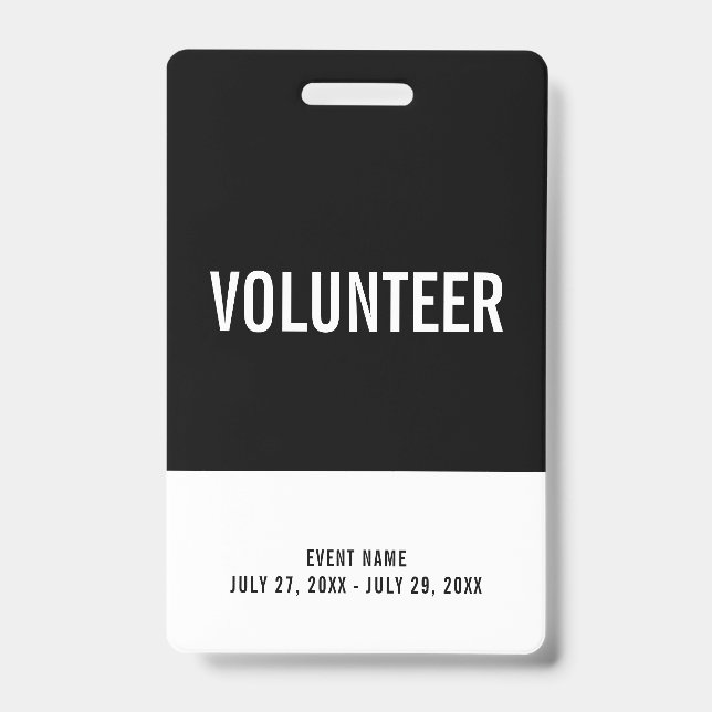 Black & White Volunteer All Access Pass Event ID Ausweis (Vorderseite)