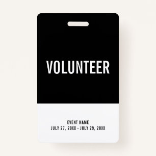 Black & White Volunteer All Access Pass Event ID Ausweis