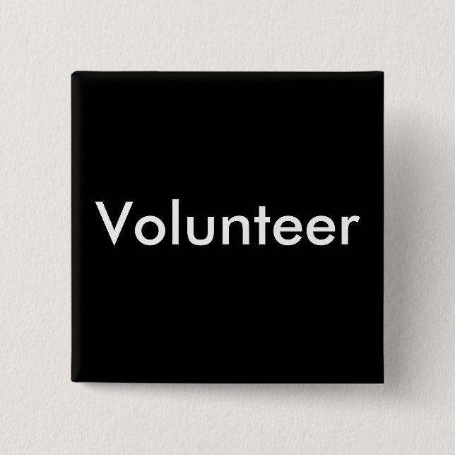 Black White Volunteer Button (Vorderseite)